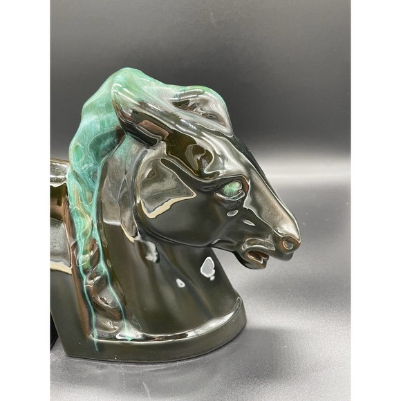 Blue Mountain Pottery Horse Head Bookends Mid Century Modern Pair Set 2 Vintage - Picture 5 of 11
